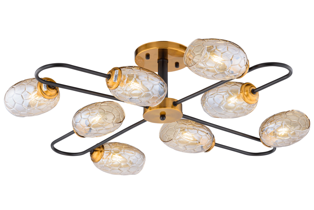 Люстра Ø810 x H195, мм, 8*40W (320W), BK+GOLD BRONZE (Чёрный+Золотая бронза) Rilon 06749/8 BK+GOLD BRONZE