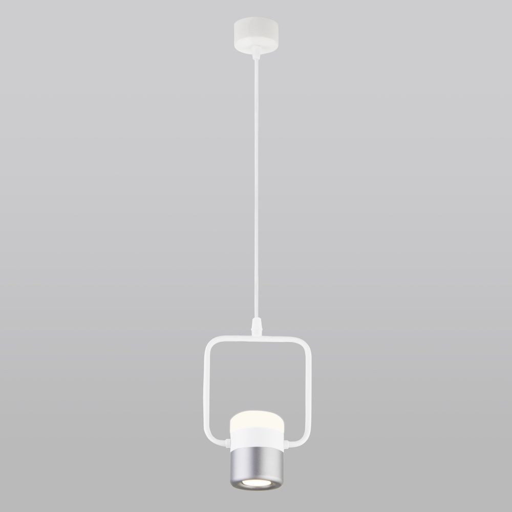Светильник подвесной Eurosvet Oskar 50165/1 LED, 9W LED, 4200K, белый-серебро