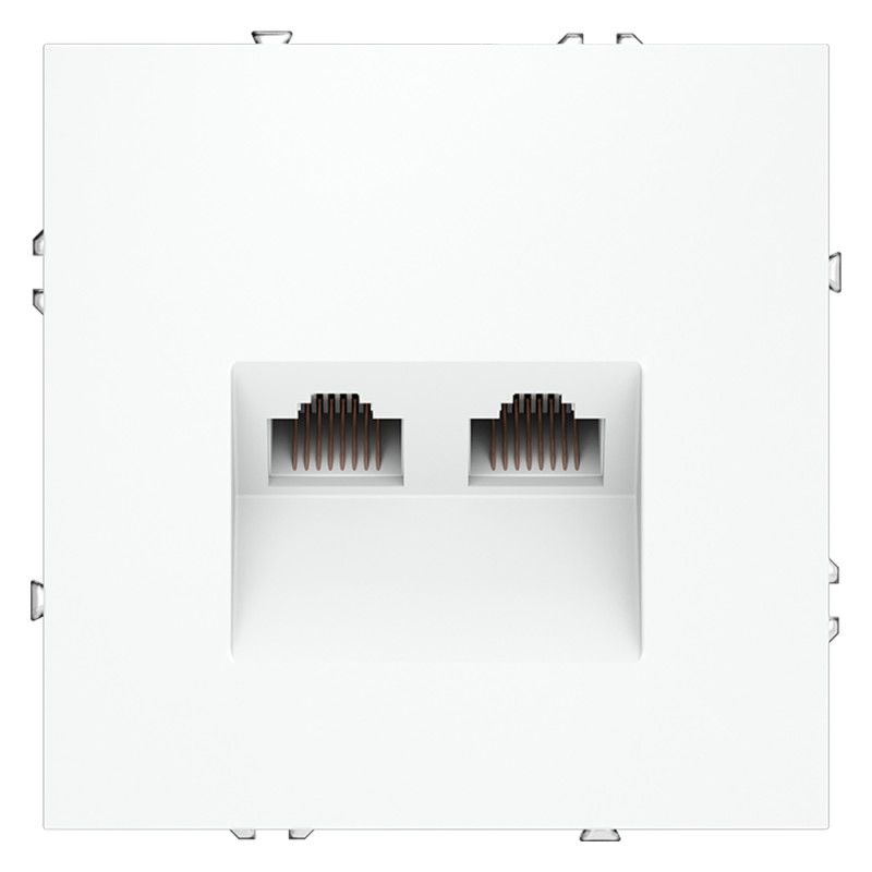 Розетка компьютерная встраиваемая Voltum S70 двойная RJ45+RJ45 кат.6, белый матовый пластик Soft touch VLS060202