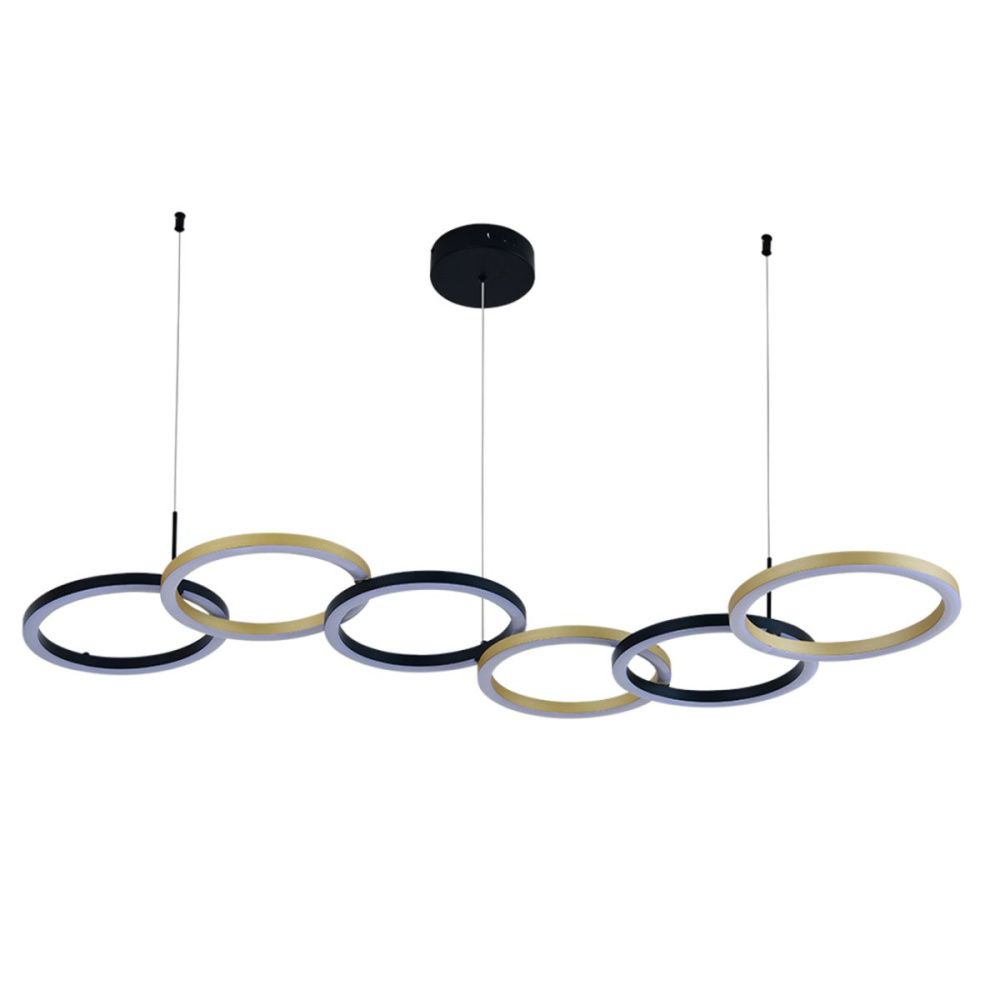 Подвесной светильник 141 см, 75W, 3000-6000K, Indigo Anello 14034/A/6P Black, черный-золото