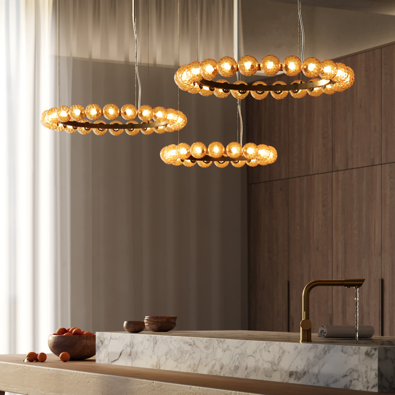 Подвесной светильник 76*76*310 см, LED, 42W, 3000К, Maytoni Ambre MOD331PL-L42BS3K латунный