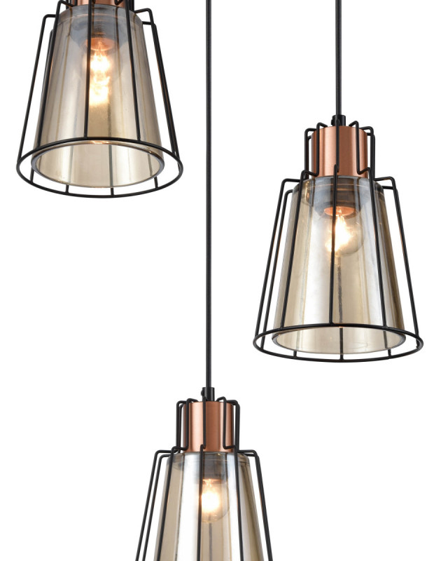 Подвесной светильник  30*170 см, 3*E27 черный, медь Vele Luce Carisma VL6462P03