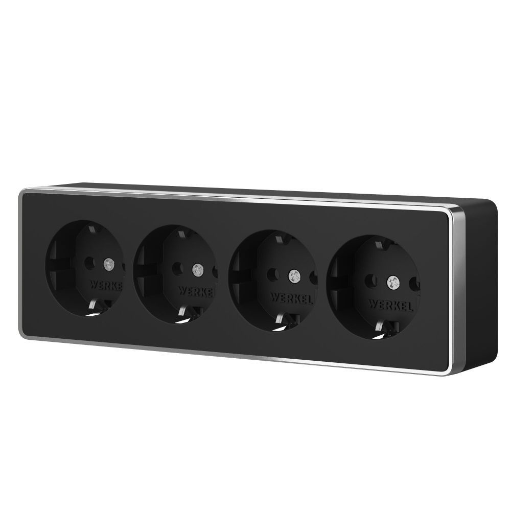 W5072258 Розетка четверная с заземлением и шторками Gallant, черныйхром Werkel, 4690389218026