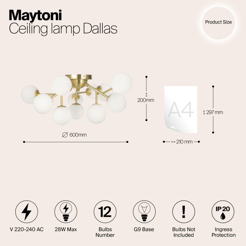 Светильник 60 см, Maytoni MOD545CL-12BS, золото