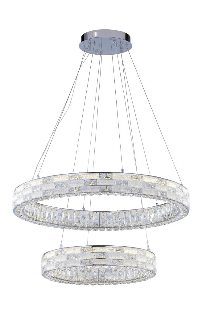 Люстра Ø800 (500) x H120(1420), мм, 130W 4000K, CHROME+CLEAR (Хром + Прозрачный Хрусталь) NewRgy 6014R/130W CHROME+CLEAR