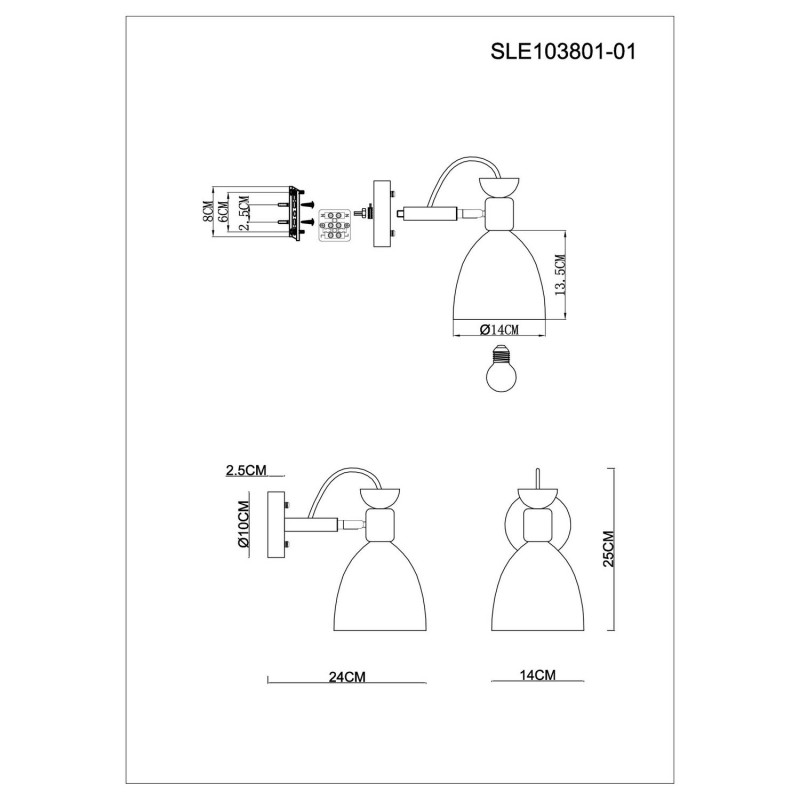Светильник настенный 14 см,  EVOLUCE BALCAMO SLE103801-01 Светлое дерево, Белый