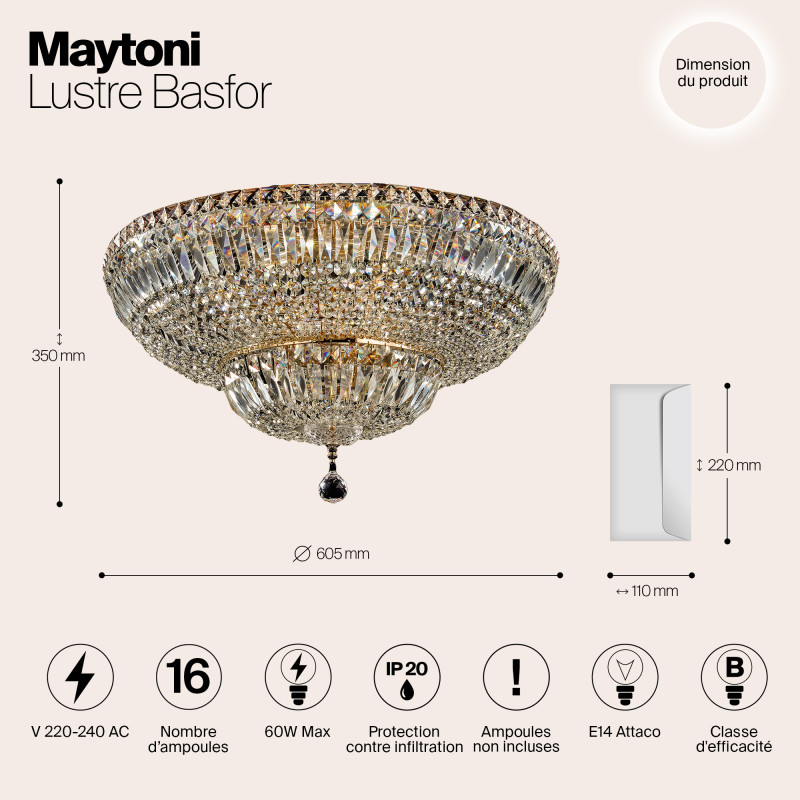 Люстра диаметр 61 см Maytoni DIA100-CL-16-G Золото