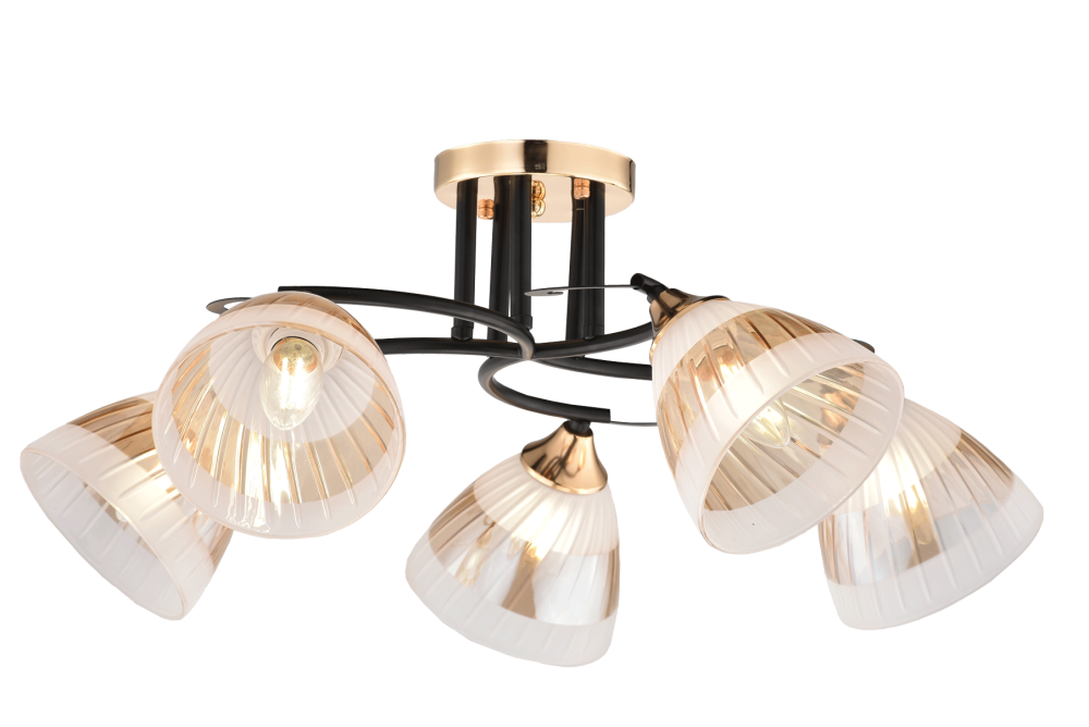 Люстра Ø620 x H255, мм, 5*40W (200W), FGD+BK (Золото+Чёрный) Rilon 3919/5 FGD+BK
