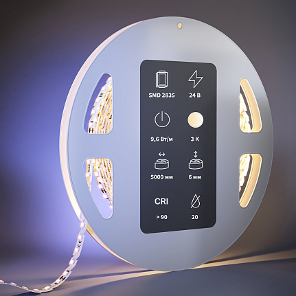 Высокоэффективная светодиодная лента Ultra 24В 2835 12Вт/м 3000К 5м IP20 201100 Maytoni  Led Strip, цена за метр, отгружается по  5 м