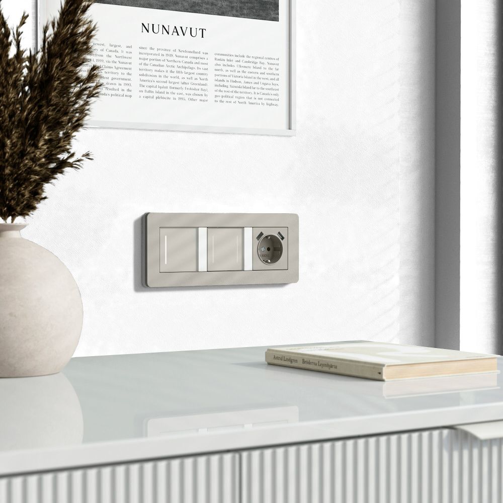 W4522014 Сенсорный выключатель двухклавишный с подсветкой, дымчатый Werkel, 4690389213922