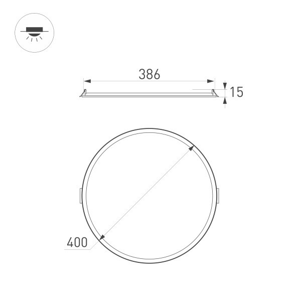 Офисный светильник Arlight 036073 40*40*1,5 см, 34W, белый (теплый)K,