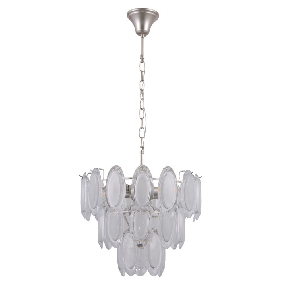 Люстра 41*41*85 см, 5*E14 Gerhort G21034/5CPSL WT, Серебро шампань;Белый полупрозрачный