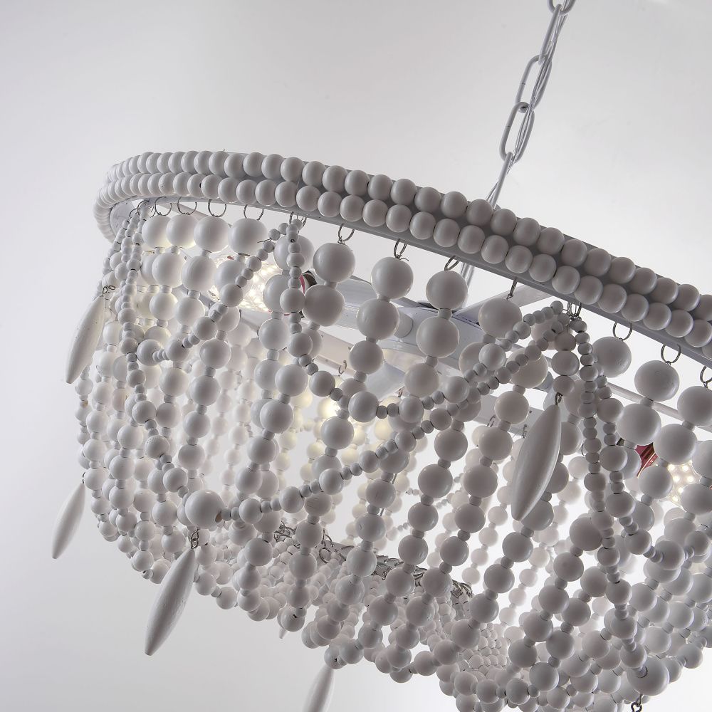 Подвесная люстра RH Anselme White Wood Weathered Chandelier 48*48*50 см, 3*E14*40W, ImperiumLoft 40.2087-0, Белый