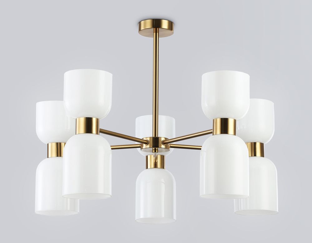 Люстра на штанге **30-51 см, 10*E14*40W, K, Ambrella Light High Light LH56093, латунь