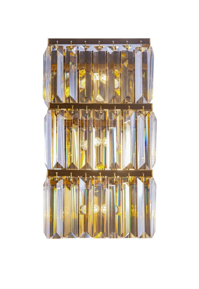 Бра W200*H350, мм, 3*10W (30W), GOLD+CLEAR (Золото + Прозрачный Хрусталь) NewRgy W2821E/3A GOLD H+CLEAR