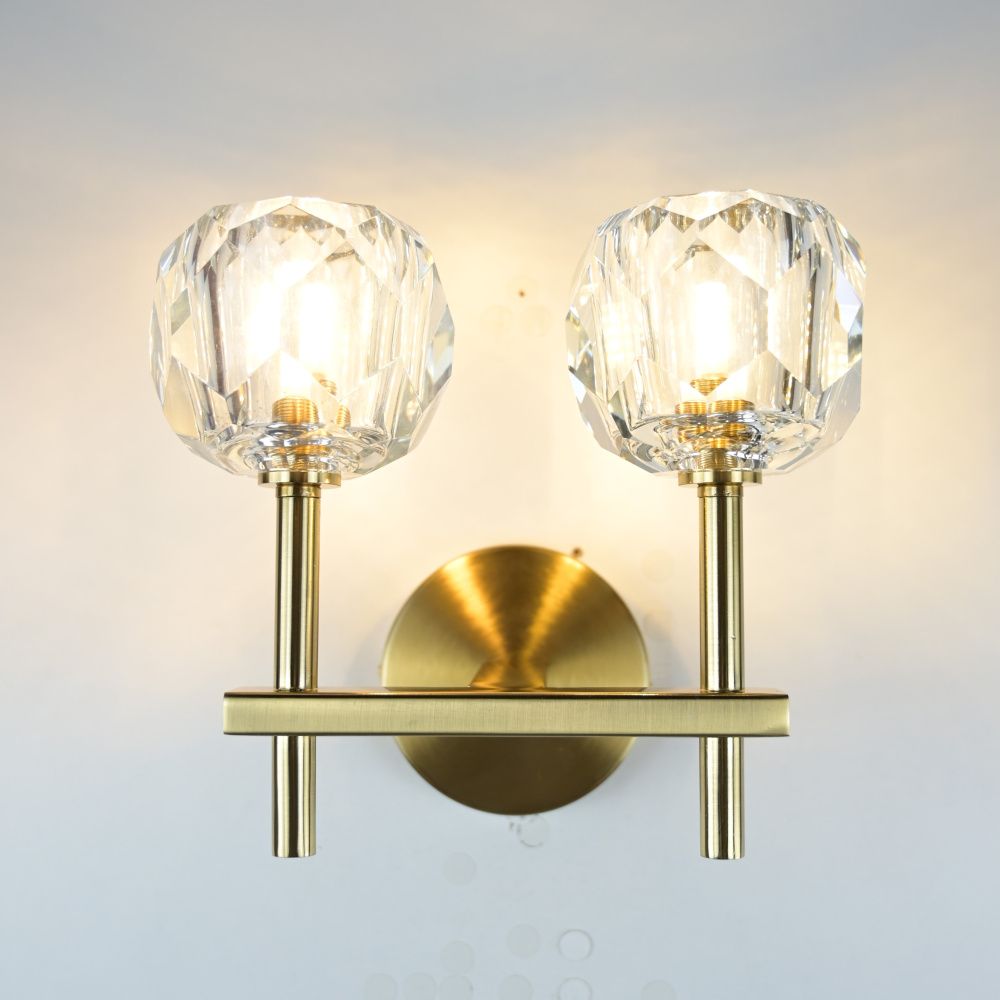 Бра Boule de Cristal Double Sconce Brass 16*13*22 см, 2*G9*40W, ImperiumLoft 44.233, Бронзовый