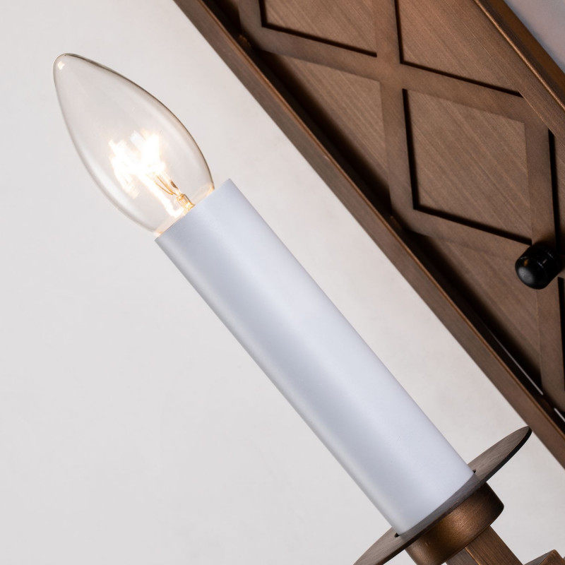 Бра Favourite Eques 2878-1W, D165*W120*H600, Каркас коричневого цвета, белый декоративный цоколь, стилизованный под свечу