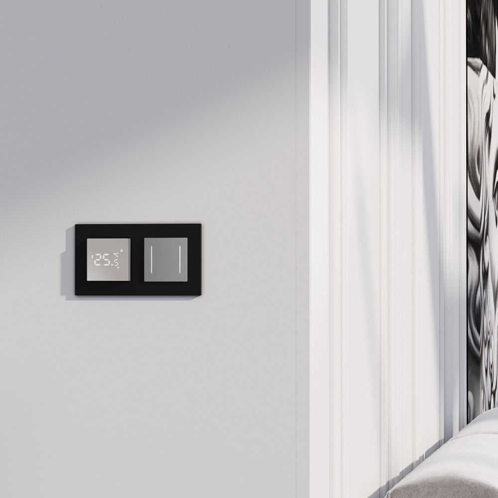 Сенсорный выключатель двухклавишный с подсветкой Werkel W4522006, серебряный