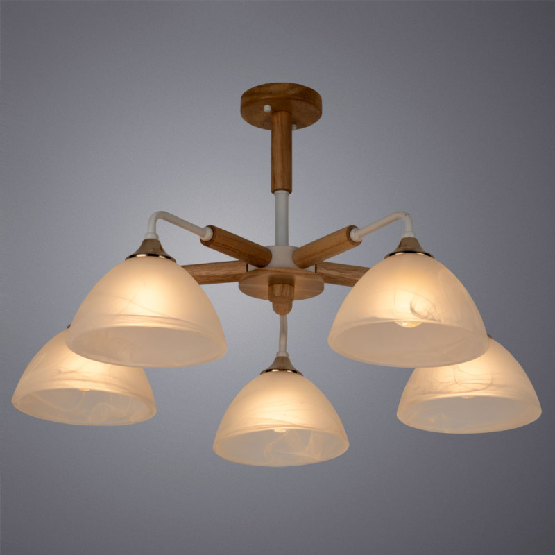 Потолочная люстра Arte Lamp Matthew A5032PL-5BR, диаметр 65 см, белый-дерево