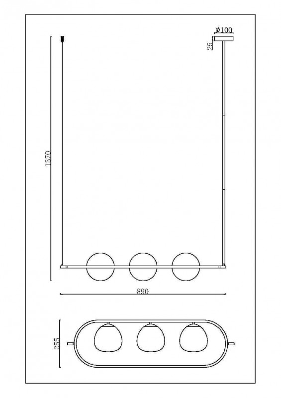 Светильник 89 см, Maytoni MOD221PL-03BS, латунь