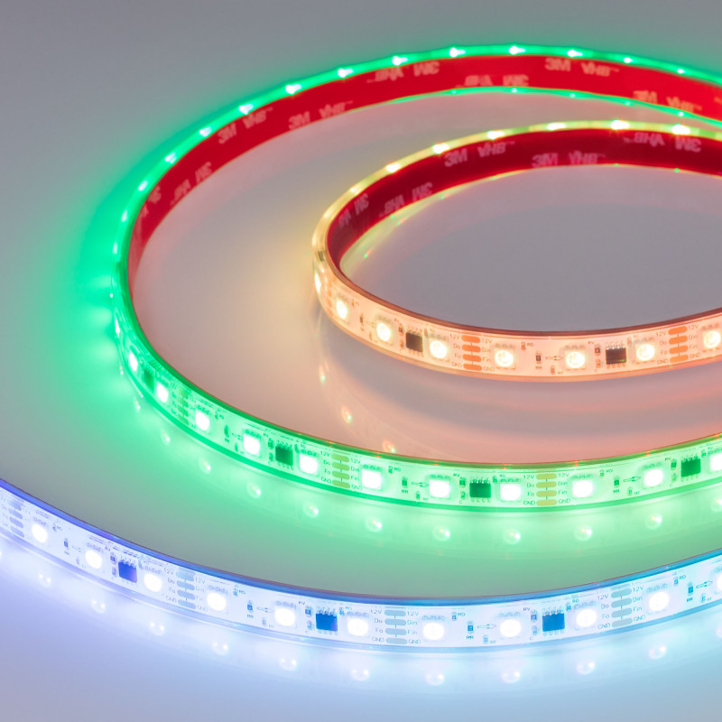 Лента герметичная SPI-PFS-B60-12mm 12V RGB-PX3-BPT (12 W/m, IP68, 5060, 5m) (Arlight, бегущий огонь) 039177. Цена указана за 5 метров. Продается кратно 5 метрам.