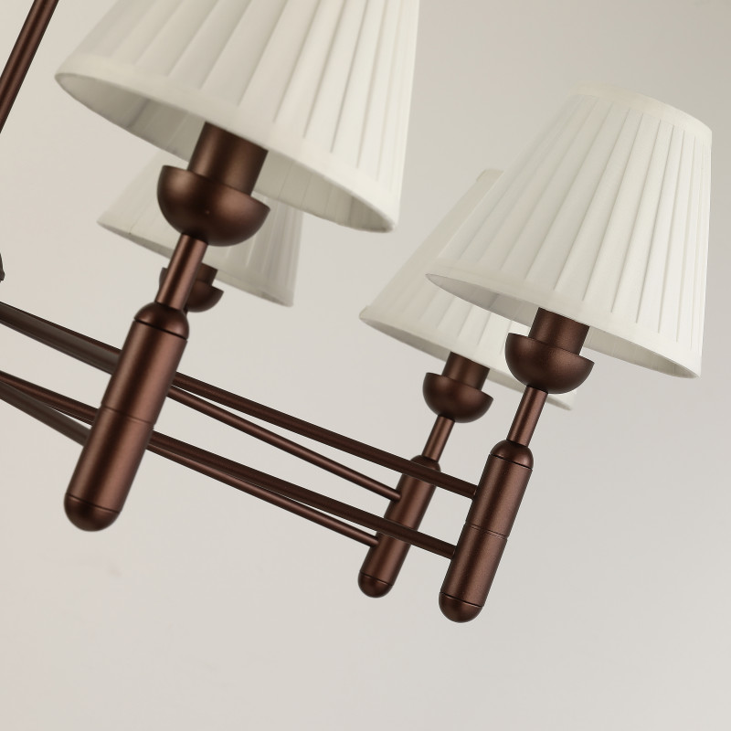 Подвесная люстра Favourite Avangard 2953-8P, D900*H540/1540, каркас золотисто-коричневого цвета, плафоны из белой ткани