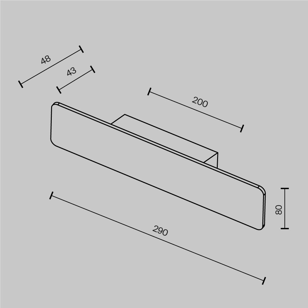 Настенный светильник 29 см, 10W, 3000K, Maytoni Technical Stela C80WL-10W3K-B, черный
