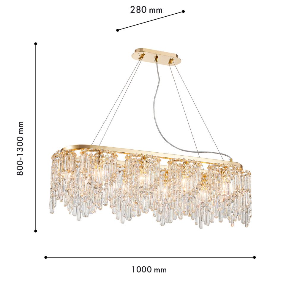 Люстра 100*28*80-130 см, 10*E14*40W, Favourite Diadem 4724-10P, золотой