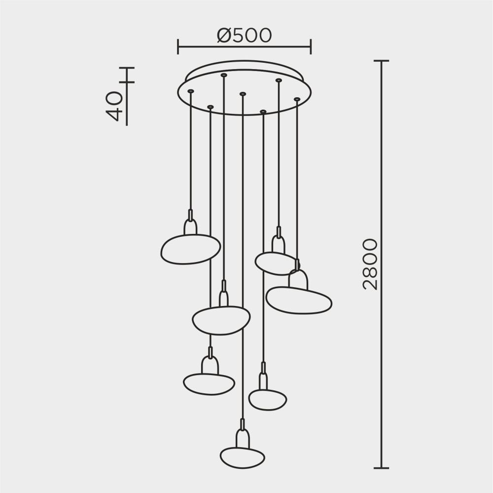 Подвесной светильник 51*51*280 см, LED 45W, 3000 / 6000K, Черный, Золото MODESTYLE MS.2326.7