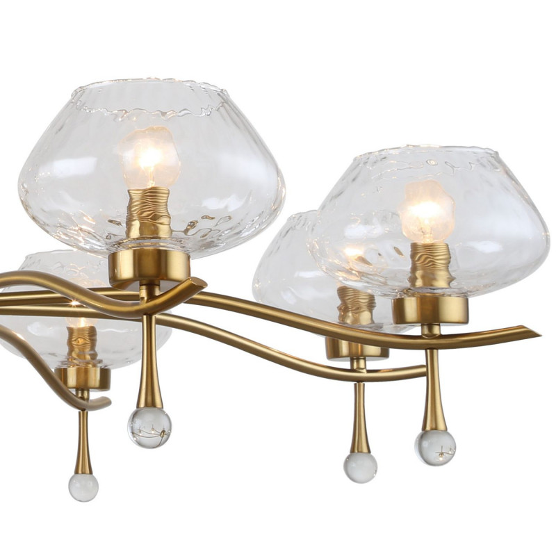 Люстра Favourite Argos 2773-8P, D1020*H450/1480, латунь, плафоны из прозрачного стекла, декоративные элементы из прозрачного стекла