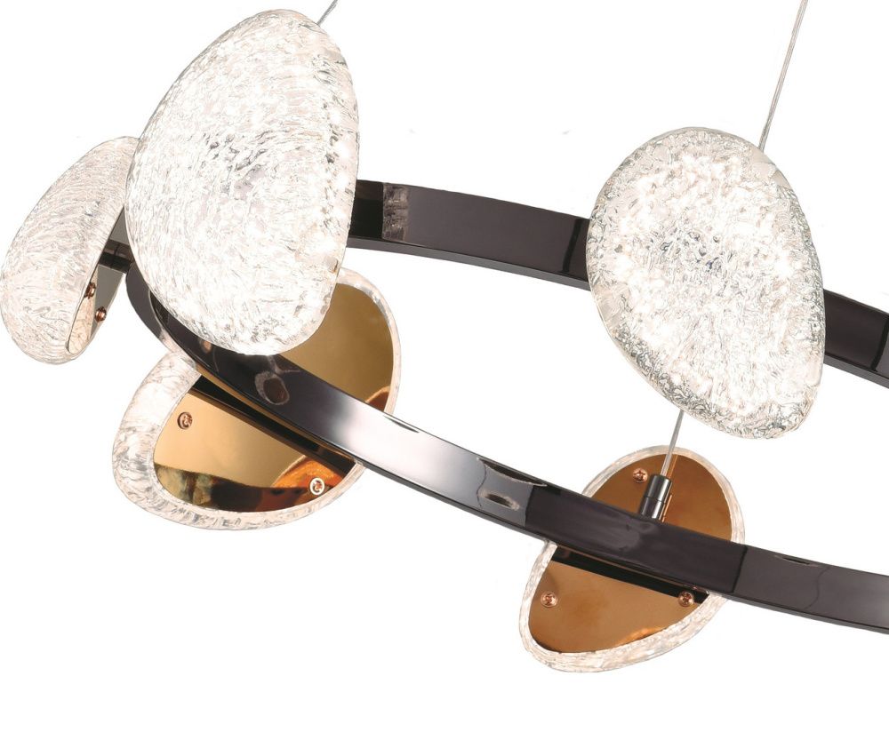 Подвесная люстра 60 см, 48W, 4000K, 15 м2, с пультом, диммируемая Kink Light Юнни 07693-8A,29, черный