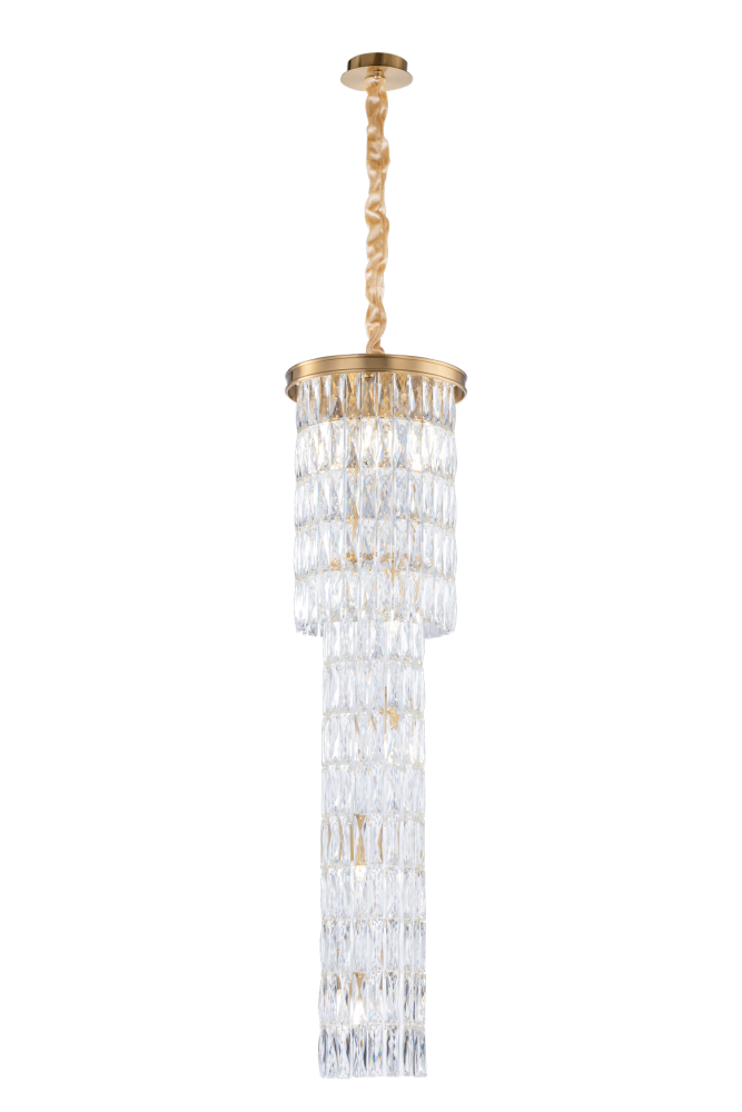 Люстра Ø300 x H1200, мм, 8*40W (320W), PLATING BRASS+CLEAR (Латунь + Прозрачный Хрусталь) NewRgy 2727P/8A PLATING BRASS+CLEAR