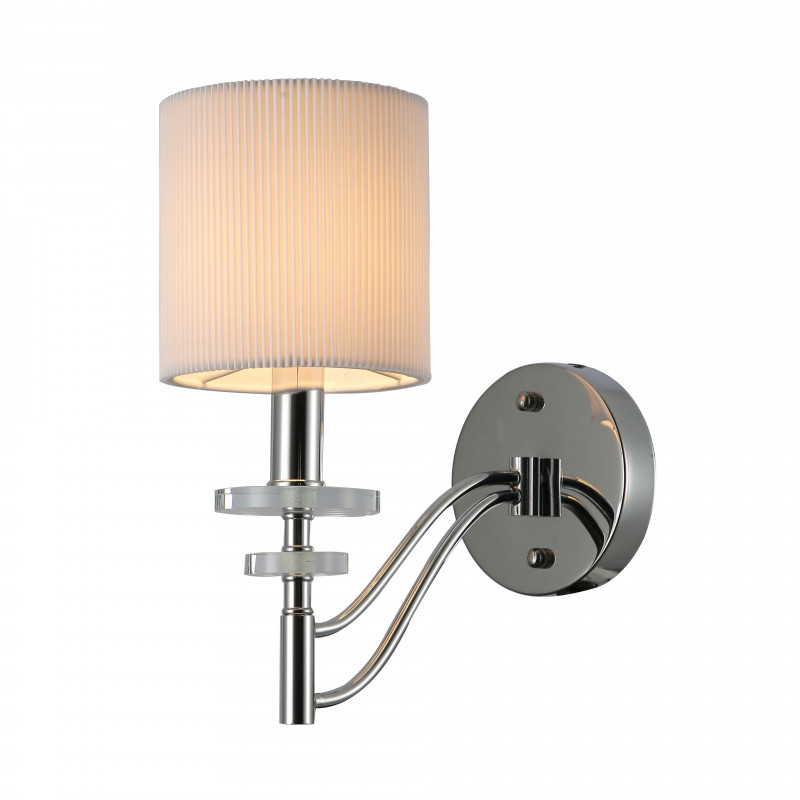 Бра Favourite Tesso 2680-1W, D240*W125*H260, хром, абажур из белой ткани, декоративные блюдца из прозрачного стекла
