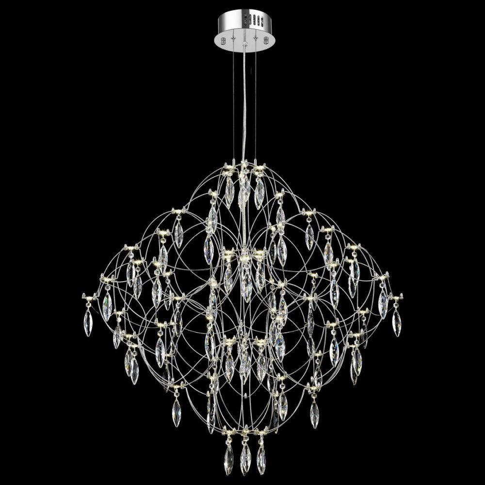 Подвесная люстра 80 см, 78W, 3000-6000K, Wertmark Fedele WE338.08.103, хром