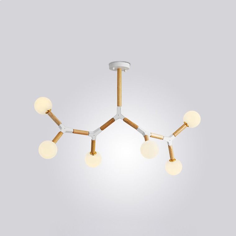 Люстра на штанге FORMULA 6 lamps 100*53*53 см, 6*G9*40W, ImperiumLoft FORMULA01, Белый, Дерево