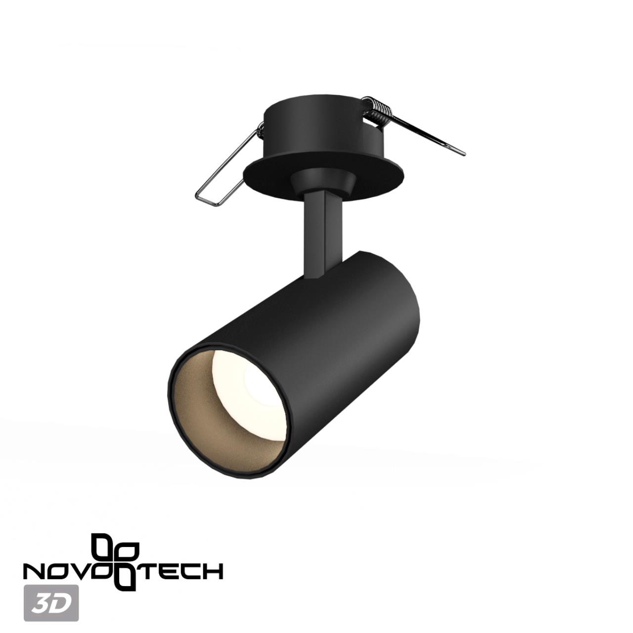 Светильник встраиваемый светодиодный 10,5*5*7 см, LED 15W*3000 К, Novotech Spot Selene, черный, 359224