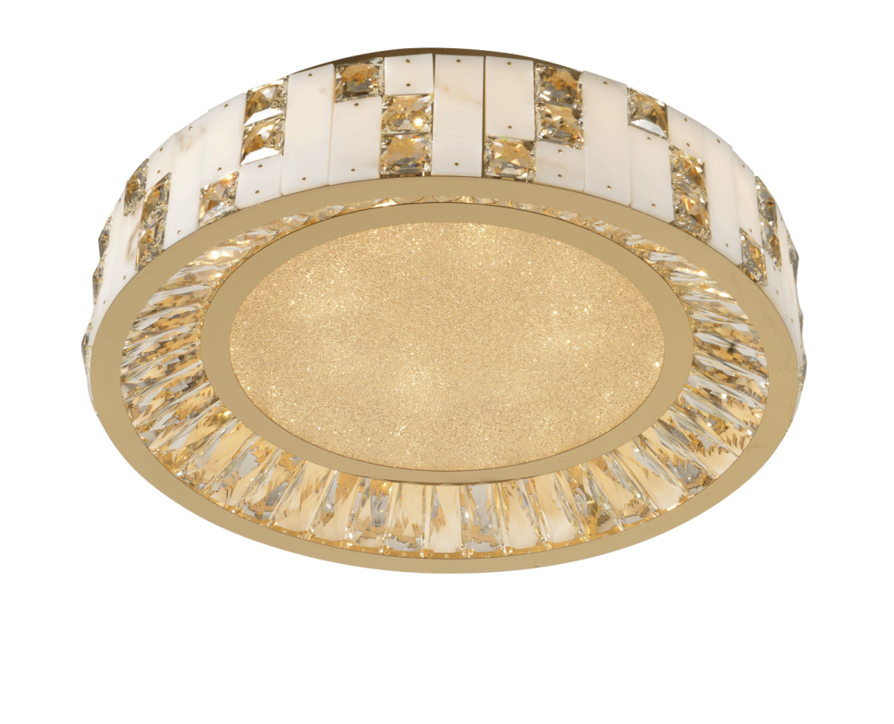 Люстра Ø500 x H150 мм, Светодиодная лента 96W 3000-6000K NewRgy GOLD+CLEAR (Золото + Прозрачный Хрусталь) 2896E/96W GOLD+CLEAR