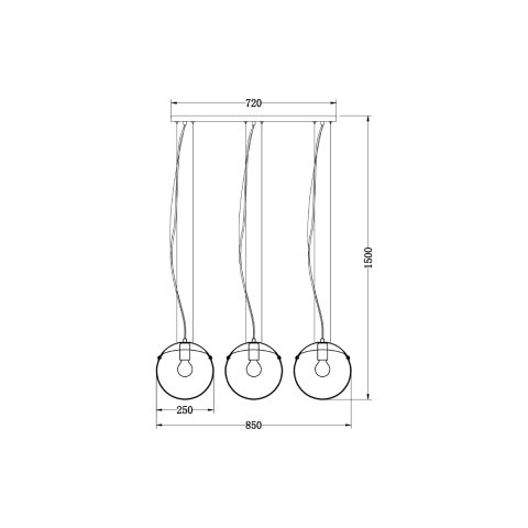 Подвесной светильник 12*85*150 см, 3*E27 хром Vele Luce Dialma VL5183P23
