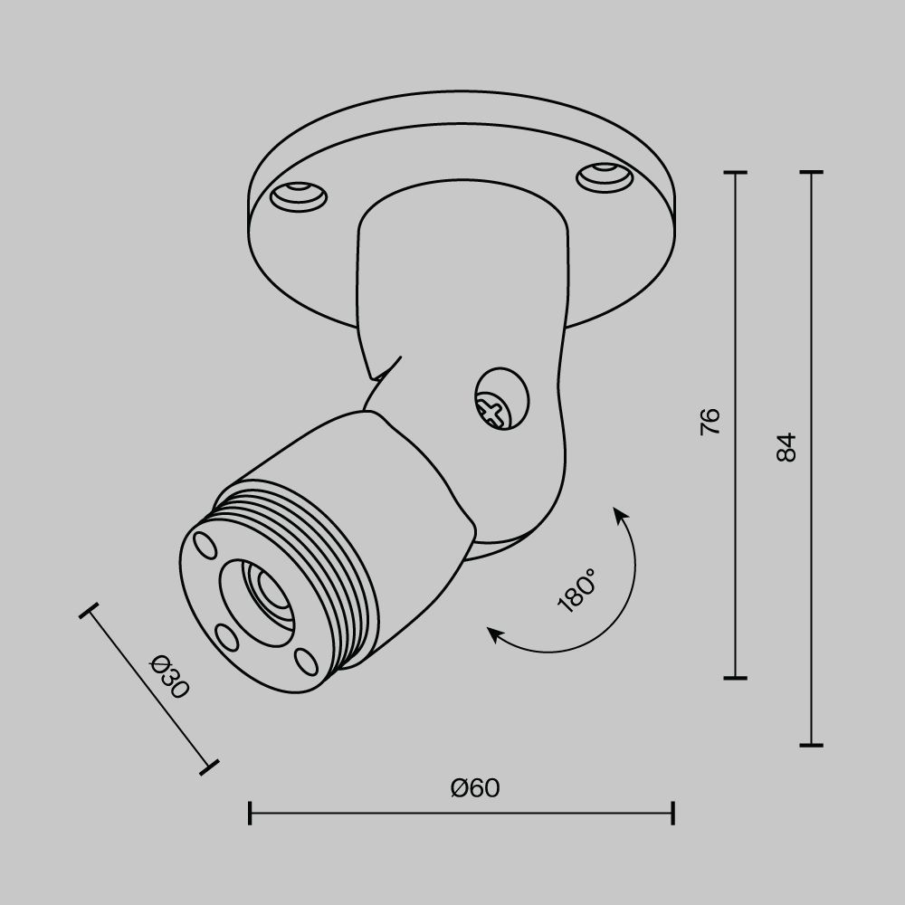 Шарнирное основание без ввода питания Maytoni Shelf C027CS-B, черный