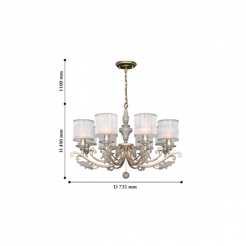Подвесная люстра Favourite Seraphima 2307-8P, D735*H490/1590, перламутровое золото и светло-серый