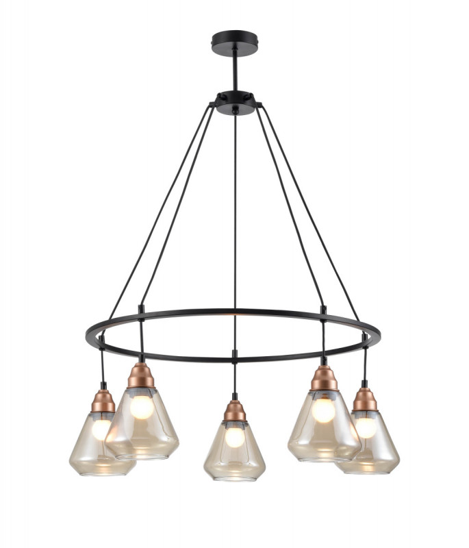 Подвесная люстра  72*95 см, 5*E27 черный, медь Vele Luce Norina VL5842P05