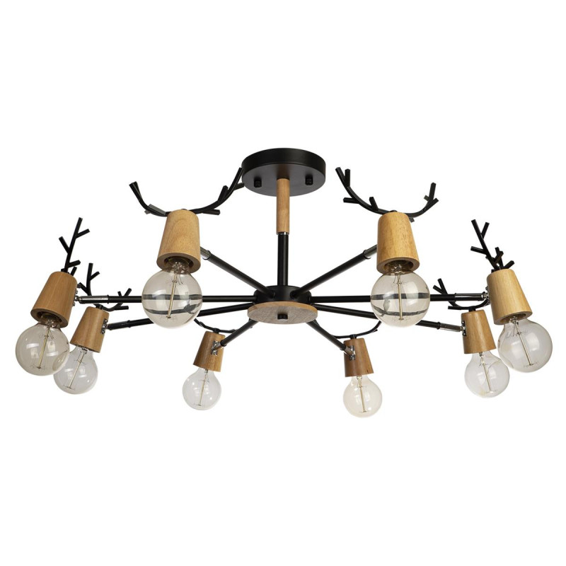 Люстра потолочная LOFT IT Sven 10024/8 Black, диаметр 85 см, черный-дерево