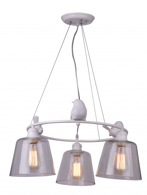 Люстра с птичками Arte Lamp PASSERO A4289LM-3WH, диаметр 60 см, белый