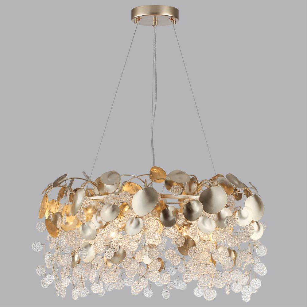 Люстра *60*63,5-133,5 см, 8*E14*40W, Odeon Light COINS 5104/8, золотистый/стекло