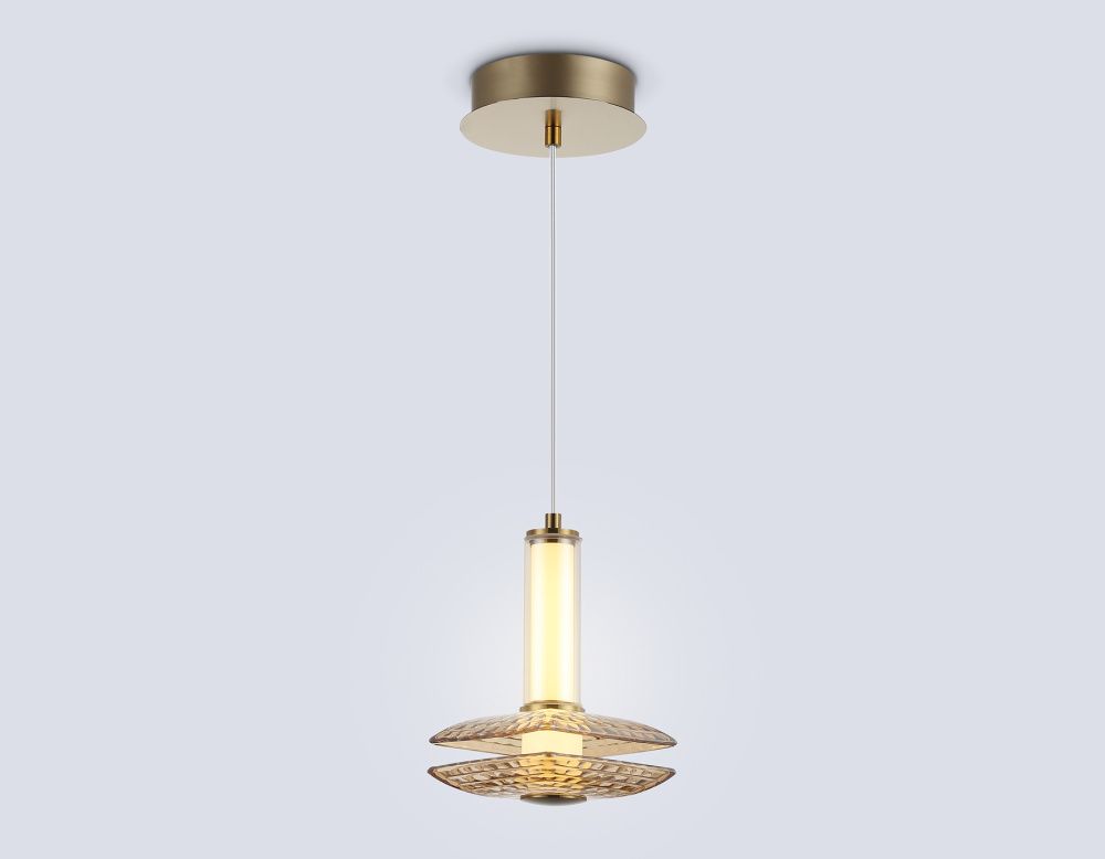 Подвесной светодиодный светильник 15*15*24- см, **W, 3000K, Ambrella Light High Light LH31001, латунь