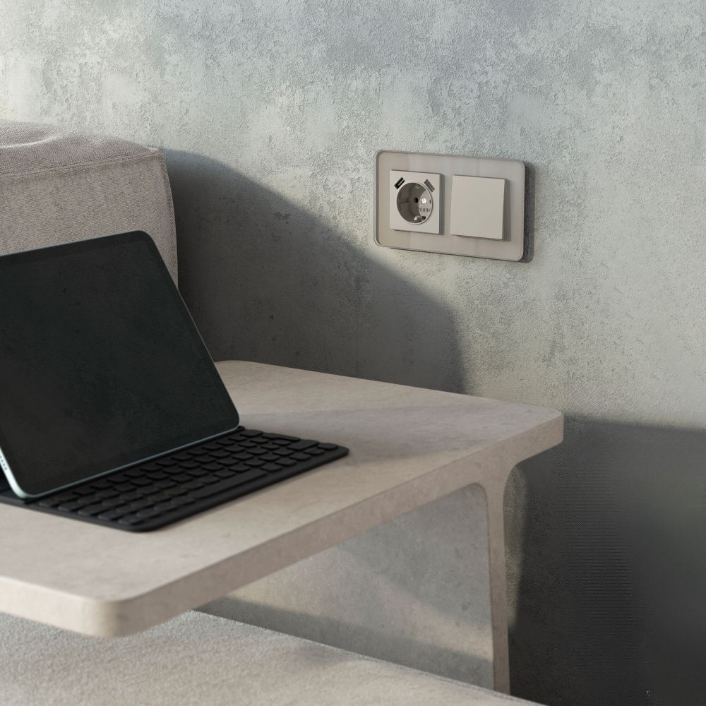 W1210004 Выключатель одноклавишный, дымчатый Werkel, 4690389211874