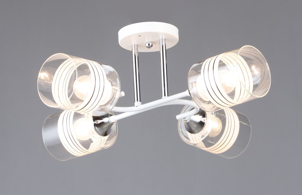 Люстра Ø510 x H195, мм, 4*40W (160W), WT+CR (Белый+Хром) Rilon 6411/4 WT+CR