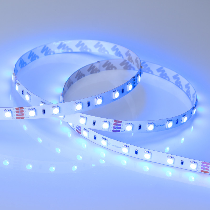 Лента RT 2-5000 24V RGB 2x (5060, 300 LED, LUX) (Arlight, 14.4 Вт/м, IP20) 010367(B). Цена указана за 5 метров. Продается кратно 5 метрам.