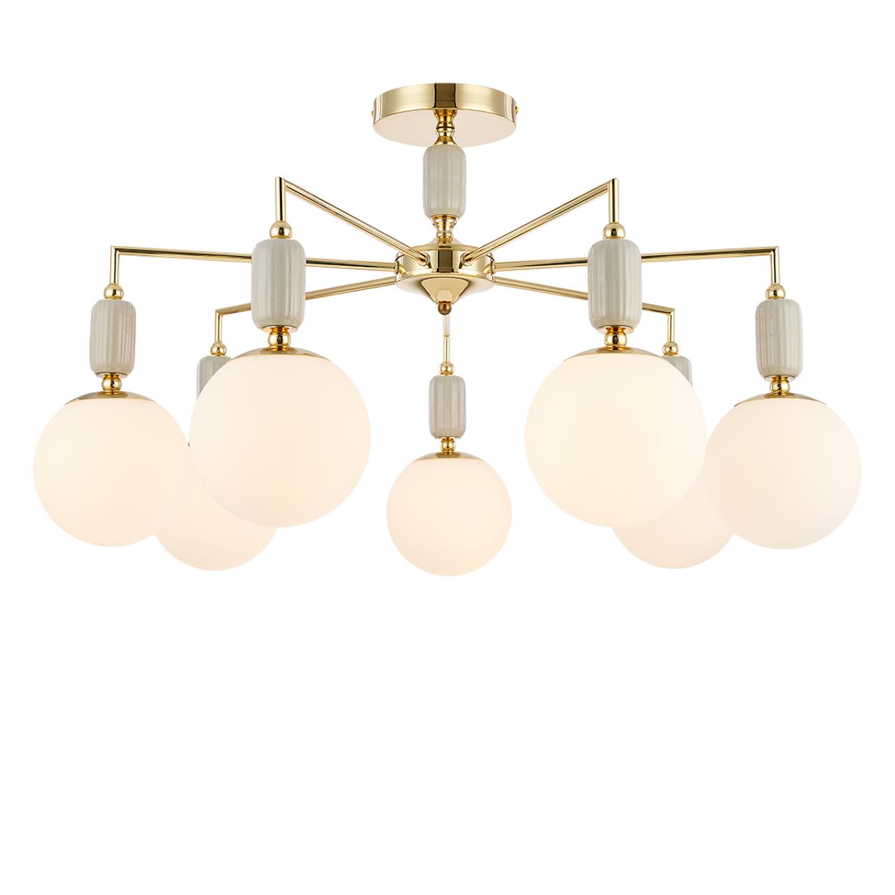 Люстра потолочная 81*47 см, 7*E14 Lumion Vivien 6580/7C французское золото, серый