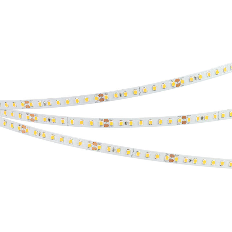 Лента RT-A128-8mm 24V Warm3500 (9.6 W/m, IP20, 2835, 5m) (Arlight, высок.эфф.150 лм/Вт) 038757. Цена указана за 5 метров. Продается кратно 5 метрам.